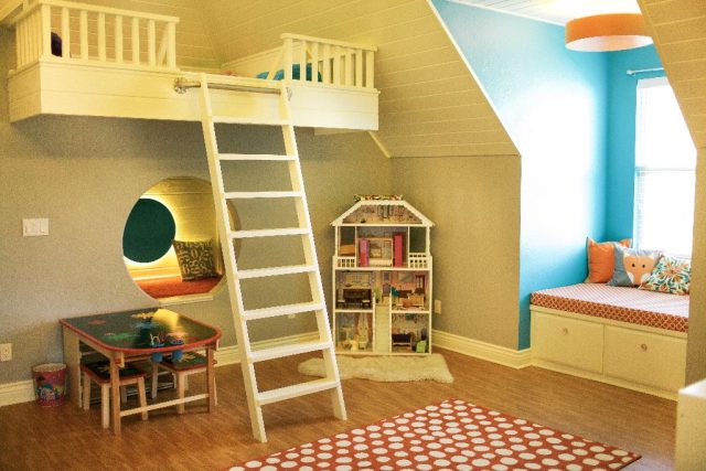 loft bed with a ladder