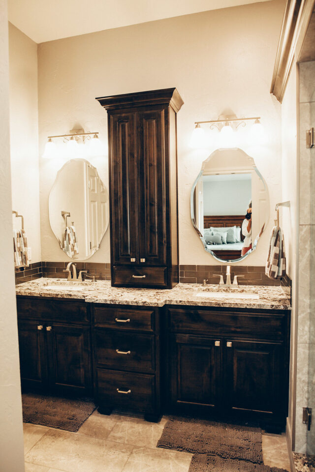 double sink vanity with storage options