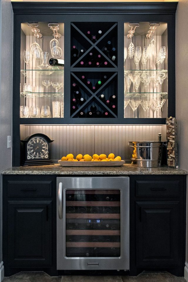 whole house remodel featuring a home bar